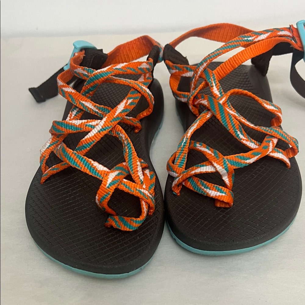 Chaco Orange And Teal Strappy Sandals